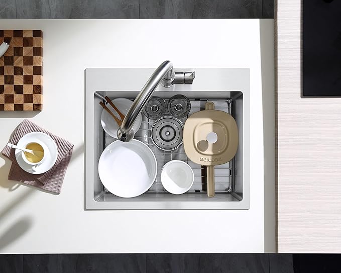 21 inch Kitchen Sink Drop in, 18 Gauge Stainless Steel Brushed Single Bowl Topmount Kitchen Sink with 1 Faucet Hole,D21" x W18" x H9"