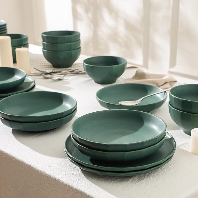 Stone Lain Rio 4-Piece Pasta Bowl Set Stoneware, Green