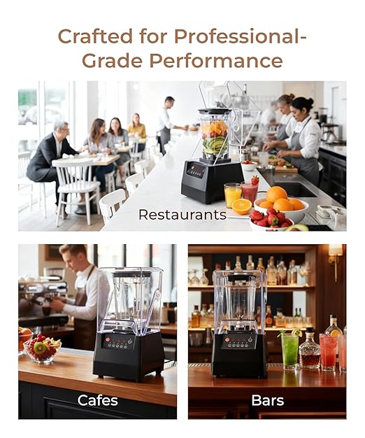 SYBO HS-210 Commercial Professional Blender with Quiet Shield, Heavy-Duty 1400W High-Speed, 48oz BPA Free Container, Easy to Clean, Dishwasher safe, for Juice, Ice Shakes, Smoothies, Frozen Drinks