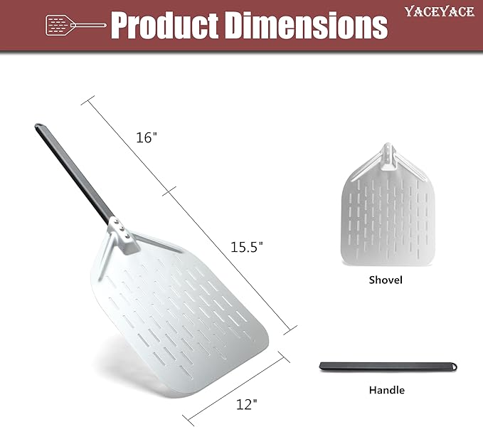 Pizza Paddle 12-inch, Metal Pizza Peel, Aluminum Turning Peel