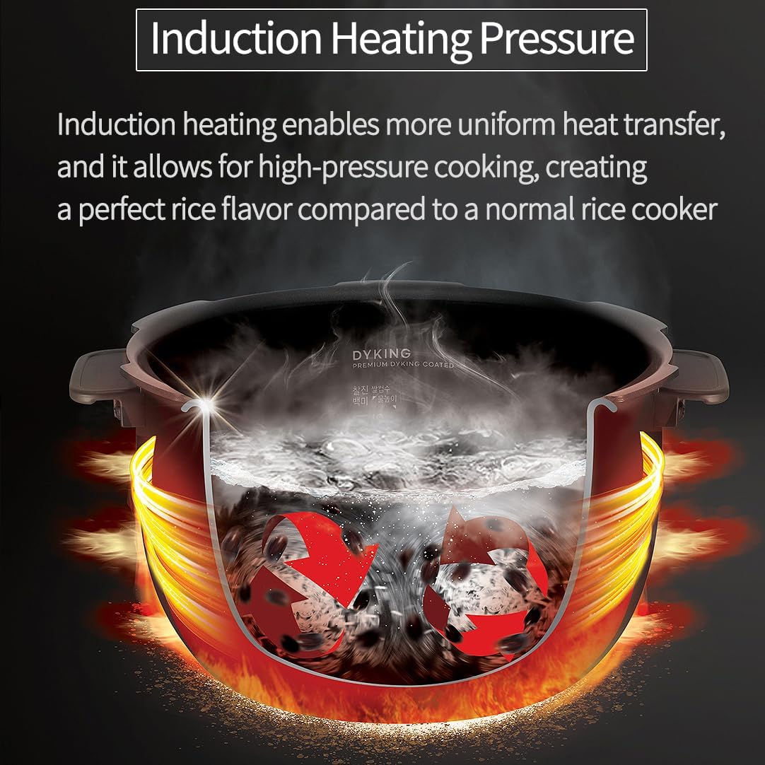 [CUCHEN] CRH-TWK1040WUS | Induction Heating Dual Pressure Rice Cooker 10 Cup (Uncooked) | Non-stick Coating | Stainless Cover | High/Non-Pressure | Easy Open Handle | Auto Steam Clean | Made in Korea