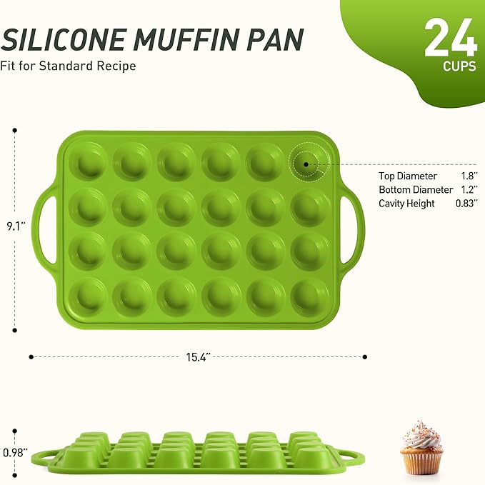 24 Cups Silicone Muffin Pan with Metal Reinforced Frame Cupcake Tray Egg Mold Great Grandma Christmas Xmas Birthday Mother Gifts Ideas Grandmother Gigi Granny Nana Glamma Mawmaw Yaya AAbuelita Mamaw