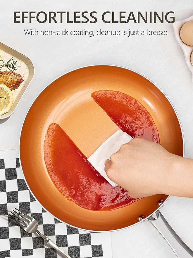 MICHELANGELO Large Frying Pan with Lid, 14 Inch Ceramic Skillet with Nonstick Coating, Healthy Non Stick Fry Pan, Induction Compatible