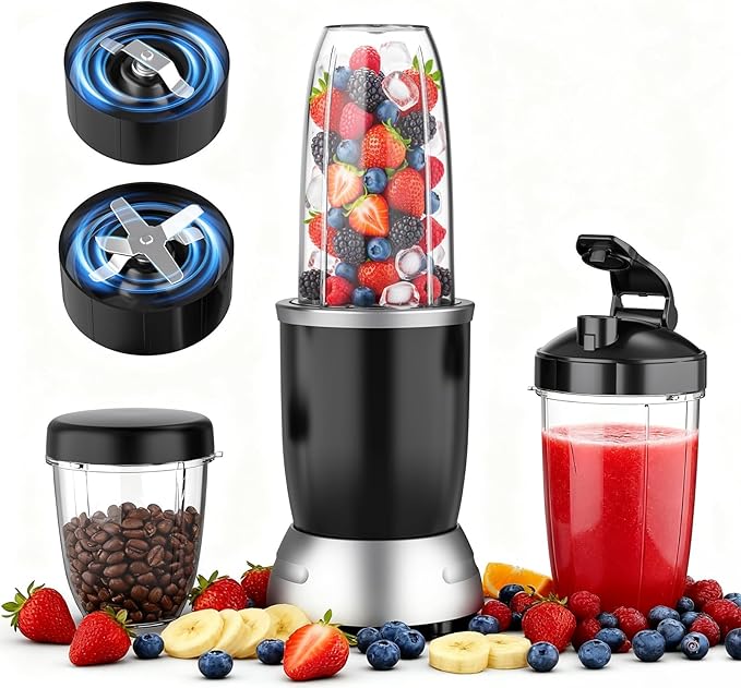 Smoothie Blender Maker 25000RPM Personal Blender for Shakes and Smoothies with 37 32 23oz Portable Cups Countertop blenders for kitchen, Frozen Drinks, Milkshake, Juice, Ice Crushing, Nuts