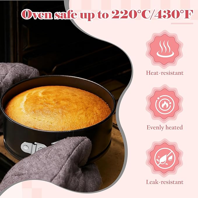 8Pcs Springform Pans Nonstick, 4.7 Inch Stainless Steel Springform Cake Pan with Removable Bottom Round Mini Cheesecake Mold for Cakes, Cheesecakes, Pizzas and Quiches