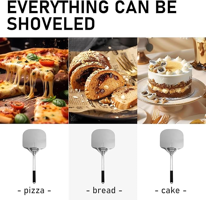 Perforated Pizza Peels 6 INCH pizza spatula paddle Long Handle Metal Pizza Spatula for Indoor and Outdoor (12 Inch)