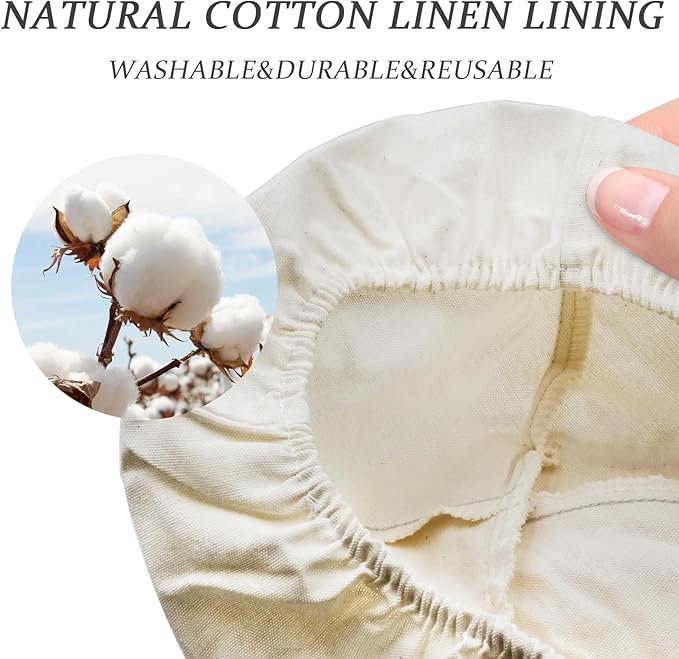 Rattan Proofing Basket Round - 4 Pack 9 Inch Natural Release Handwoven Design with Removable Linen Liners - Easy Clean for Sourdough Beginner Homemade Bread