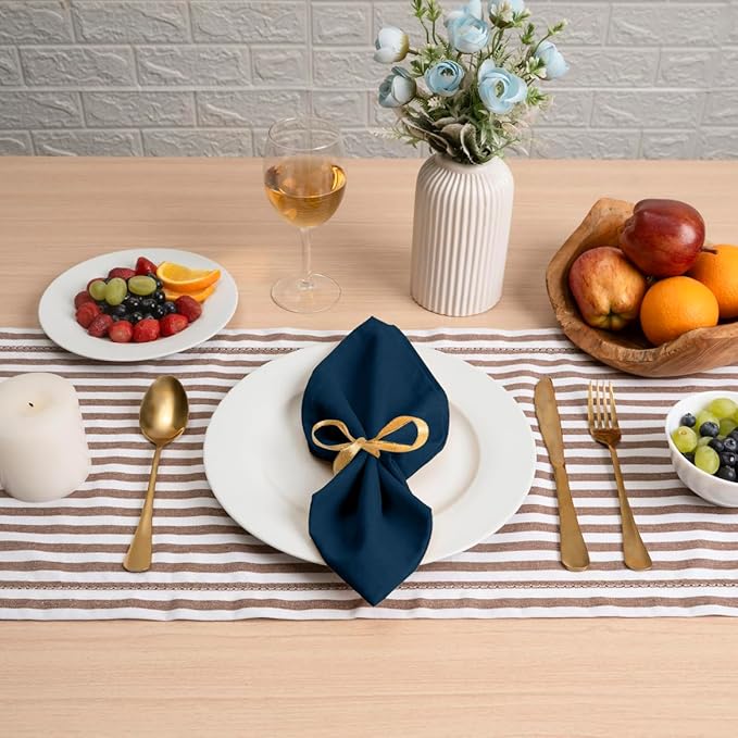 Blue Needles Solid Cloth Napkins Set of 12 Crystal Teal 100% Cotton Dinner Napkins 18x18 inches - Soft, Reusable, Absorbent & Washable Fall Thanksgiving Linen, Ideal for Events, Parties & Everyday Use