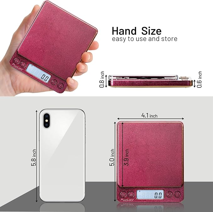 Fuzion Digital Scale .1 Gram Accuracy, 3000g Mini Food Scales for Herb, Spice, Jewelry, Gold, Small Food Scale - Weight Gram and Oz