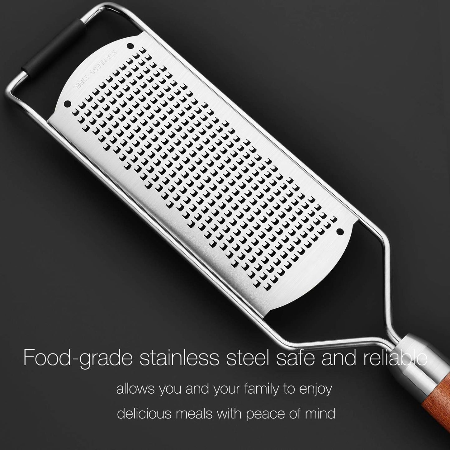 KULUNER Professional-Grade Lemon Zester with Fine Blades, Lightweight Cheese/Vegetable Grater, Solid Wood Handle Design - Rust-Resistant, Durable, Essential Kitchen Tool （A2）
