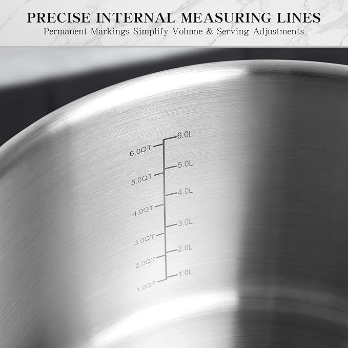 EWFEN Stainless Steel Cookware Set, 3 Ply 17 Piece Stainless Steel Pot and Pan Set, Oven Dishwasher Safe | Induction Compatible Frying Pans, Saucepans, Saute Pan & Stock Pot, PFOA, PTFE & PFOS Free