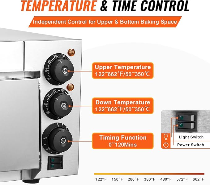 VEVOR Commercial Pizza Oven Countertop, 16" Single Deck Layer, Stainless Steel Electric Pizza Oven with Stone and Handle, Multipurpose Indoor Pizza Maker for Restaurant Home Pretzels Baked