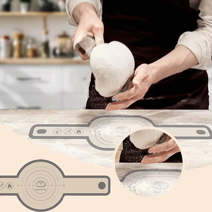 Silicone Bread Sling, Easy Clean Reusable Baking Mat With Extra Long Handles for Dutch Oven, Transfer Bread Dough Easily, 2-Piece Set Grey