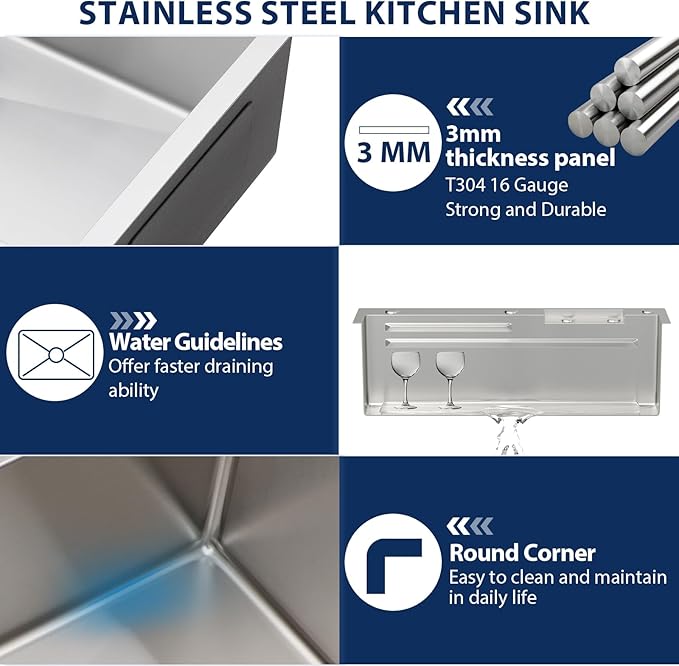 36 Drop In Kitchen Sink with Faucet - Lordear Waterfall Kitchen Sink Smart 36x22 Topmount Sink Stainless Steel 16 Gauge Single Bowl Workstation Sinks With Faucet Combo