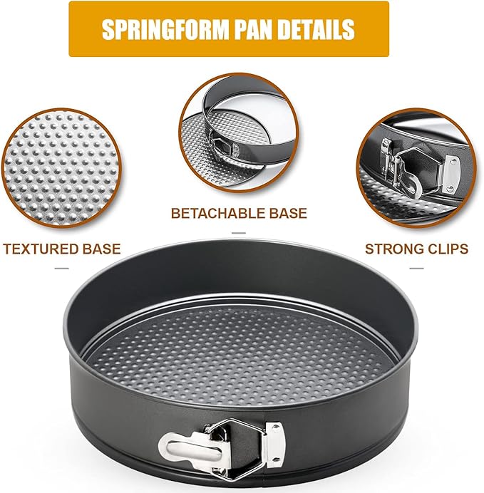 9 Inch Springform Pan Round Cake Baking Pans with Removable Bottom Leakproof Cheesecake Springform Pan Protector 10 Inch Bakeware for Cake, Cheesecakes, Pizza, and Quiches