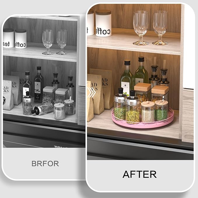 12" Oak Wood Bathroom Tray for Counter, Vanity Tray for Perfume Lotion Candle Makeup Jewelry Sink Soap Holder Turntable Dresser Organizer Countertop Coffee Table Decor Organization and Storage Pink