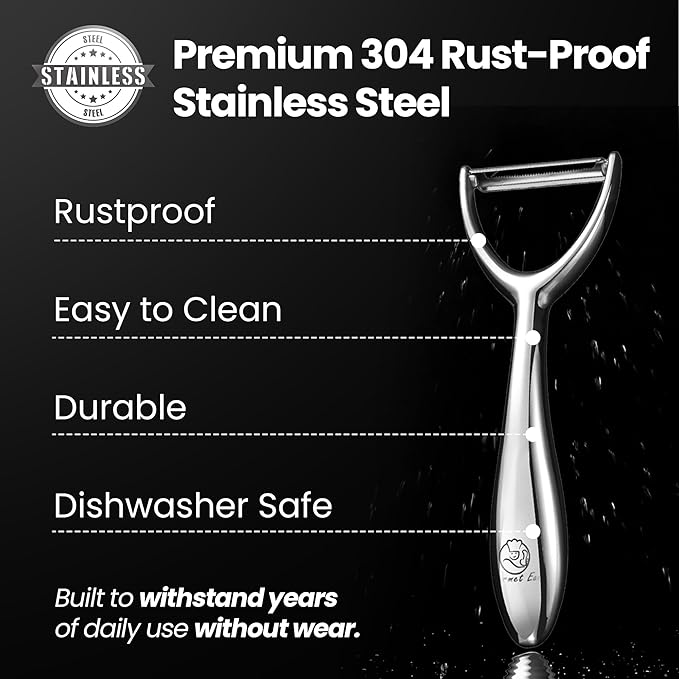 Vegetable Peeler, Premium Stainless Steel Potato Peeler, High Tensile Ultra Sharp Blade Fruit and Food Slicer, Y Shaped with Ergonomic Non-Slip Handle, Dishwasher Safe with 5 Years Warranty