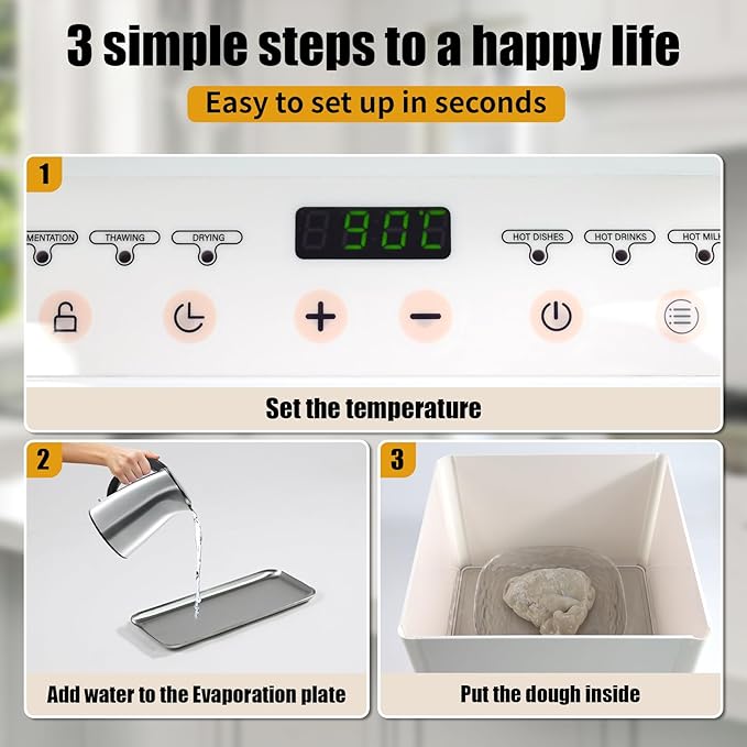 Folding Bread Proofing Box &Slow Cooker 0-120℃ Temp Control &10H Timer Designed for Home Baking Suitable for Bread Fermentation,Bread Baking,Pizza,Yogurt,Chocolate Tempering,Stews,Tea