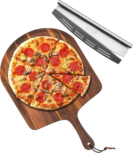 New Star Foodservice Professional Pizza Cutter and Peel Combo (30-Inch)
