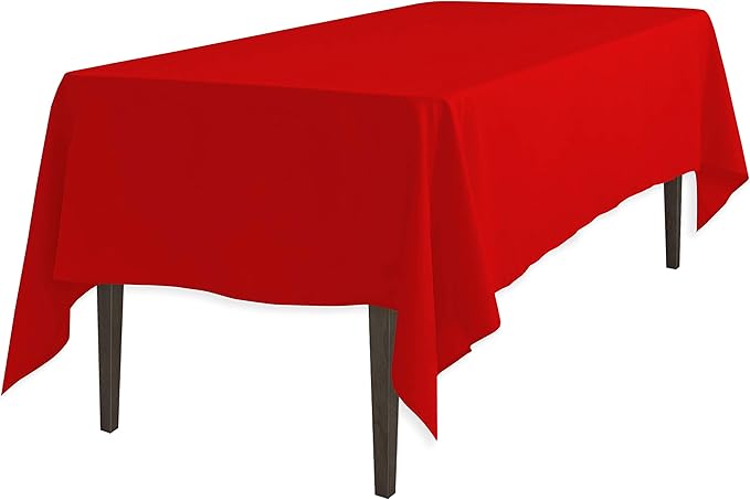 LinenTablecloth 60 x 126-Inch Rectangular Polyester Tablecloth Red
