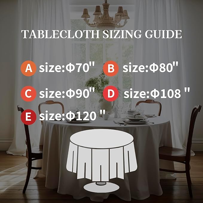 EVERLY 100% Pure Linen Round Tablecloths 90Inch Round Machine Washable Tablecloth for Thanksgiving,Decorative Halloween,Buffet Parties,Picnic,Events,Weddings and Restaurants-White