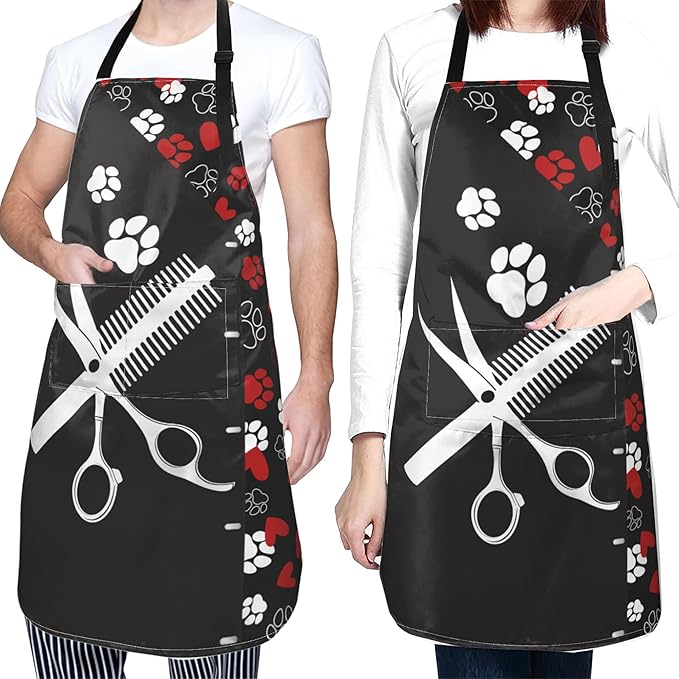 Funny Animal Apron with 2 Pockets Waterproof for Men Women Kitchen Garden Decor