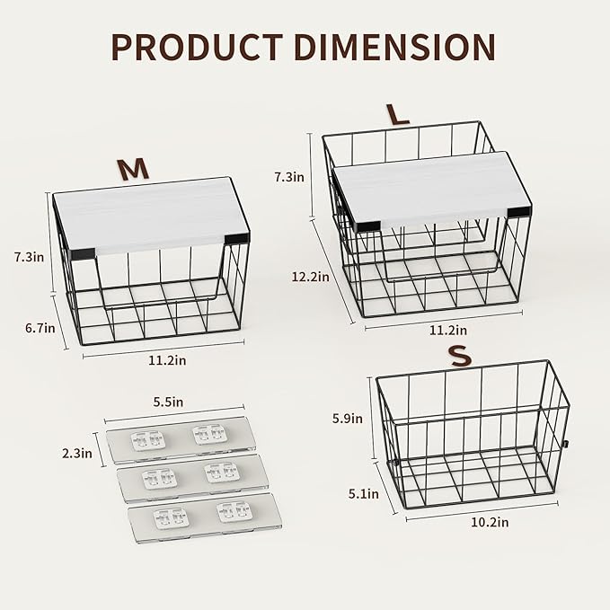 Trash Bag Holder Dispenser 2-Pack, Under Sink Organizer with Wood Lid & Wall Mount, Large Capacity for 13 Gallon Kitchen Trash Bags, Plastic Bag Storage for Laundry Room and Pantry Organization