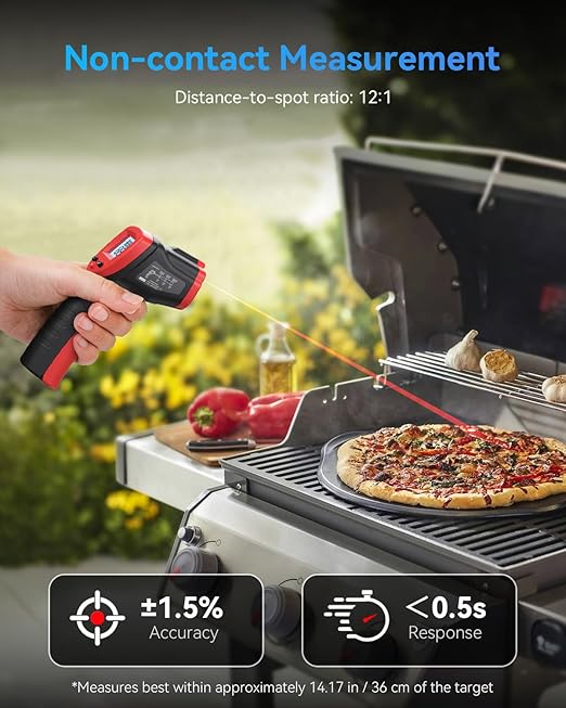 Wintact Infrared Thermometer Temperature Gun -58℉ to 1094℉, Digital IR Heat Surface Temp Gun, Non-Contact Laser Thermal Gun for Cooking Food, BBQ, Pizza Oven, Grill, Griddle Accessories