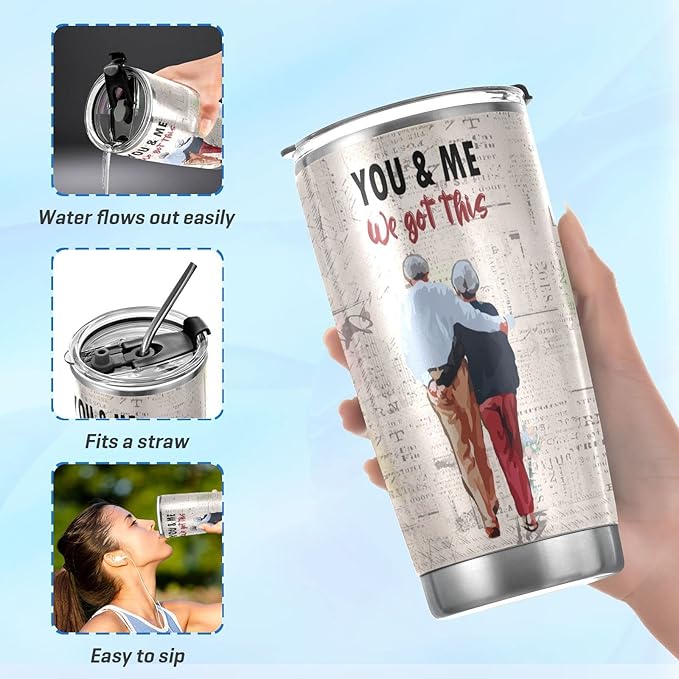 JUDIAN Valentine's Day & Birthday Gift for Wife - Couple's 20oz Tumbler Travel Coffee Mug