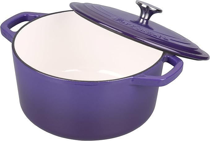 Enameled Cast Iron Dutch Oven Pot with Lid, for Bread Baking, Round Bread Oven- include Sourdough Bread Baking Supplies Set, 6QT, Purple