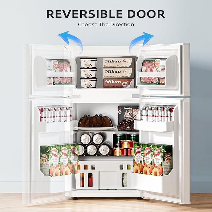 Antarctic Star 3.2 Cu.Ft,Compact Refrigerator,Mini Refrigerator with Freezer,Dual Temperature Fridge,Adjustable Thermostat,for Bedroo/Office/Dorm/Kitchen(white)