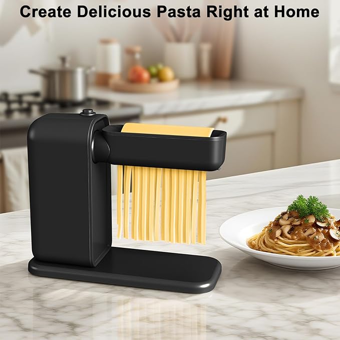 Electric Pasta Maker, 3-in-1 Pasta Maker Machine Includes Pasta Roller Spaghetti Cutter & Fettuccine Cutter with Cleaning Brush, Noodle Maker for Home Use, Black