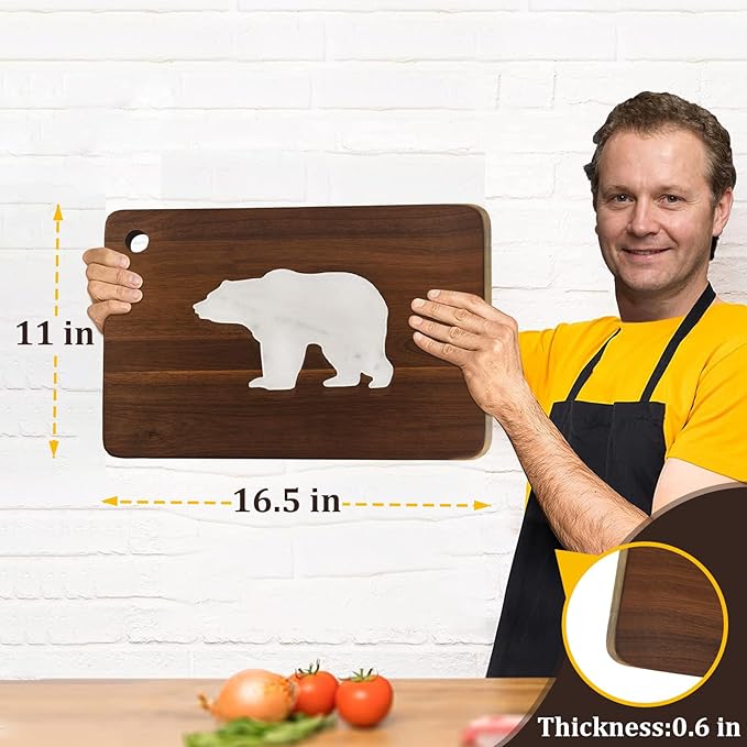 Acacia Wood Cutting Boards with Marble Cheese Board Large Charcuterie Boards Serving Boards for Steak Fruits 16.5x11 inches Housewarming Gifts