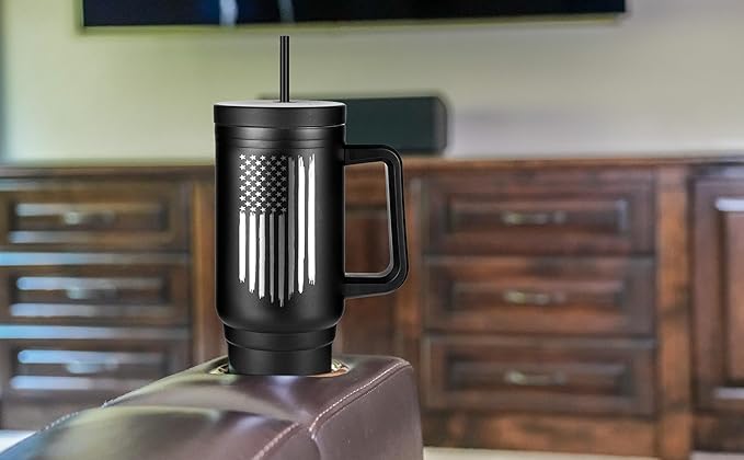40oz Insulated American Flag Tumbler with Handle, Lid & Straw - USA Gifts - Use for Water, Tea, Coffee & More-Flag 40oz Tumbler