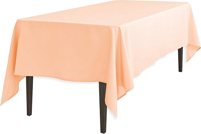LinenTablecloth 70 X 120 in. Rectangular Polyester Tablecloth Peach