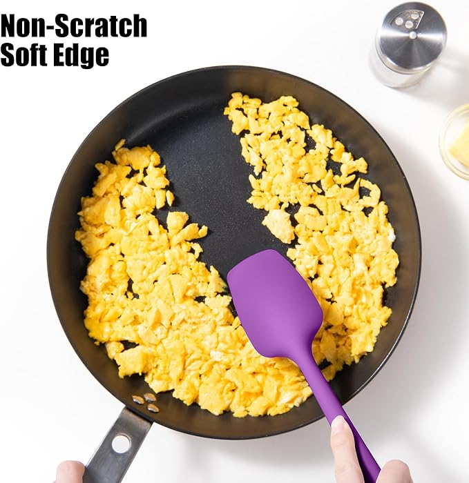 Heat Resistant Silicone Spoon Spatulas, Doosu 600°F High Temp Flexible Cooking Spoons Kitchen Spoonula Scratch-Proof for Mixing Stirring Scraping Serving Non-Stick Cookware (Set of 3, Multi-3)