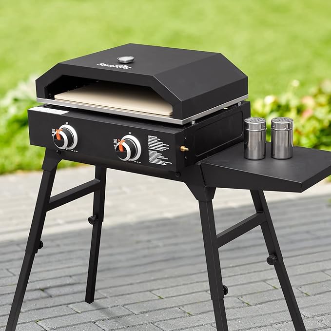 Stanbroil Outdoor Pizza Oven Pizza Maker for Blackstone 22", 28" Tabletop Griddles Cooking Station, Blackstone Flat Top Gas Grill Accessories with Temperature Gauge, 17.3 in. x 12 in. Pizza Stone