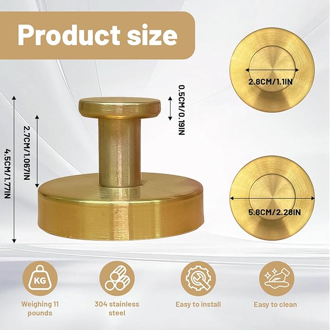 4 Pcs Suction Cup Hook for Shower，Removable Hooks，Towel Hooks，Suction Hooks for Bathroom, Bedroom, Glass Window (Gold)