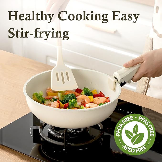 UCClife 30-Piece Nonstick Cookware Set - PFOA/PTFE Free Non-Toxic Pots & Pans, Detachable Handles, Oven & Dishwasher Safe, Scratch Resistant