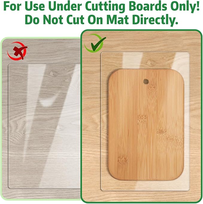 Non-Slip Cutting Board Mat, 10" x 15" Anti-Slip Cutting Board Mat for Home Cooks and Chefs, Safety Grip Mat Under Kitchen Cutting Boards, Dishwasher Safe Great as Drawer Liners (Clear, 1 Pack)