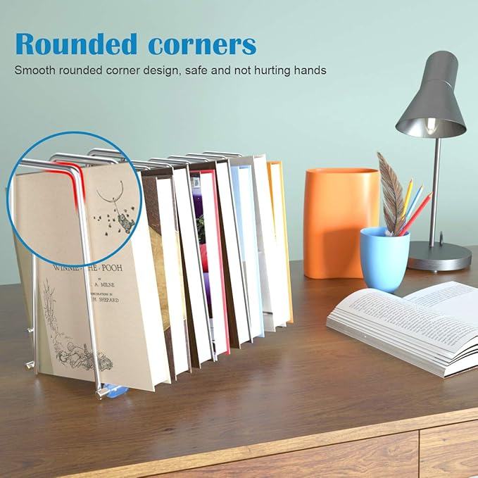 IDEATECH 2 Pack Reusable Storage Bags Rack, Drying Rack for Storage Bags, Stainless Stand for Reusable Storage Bags, File Organizer Desktop Storage Book Shelf (2*Sliver)