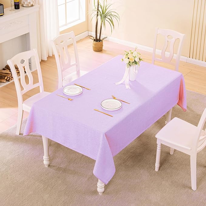 BALCONY & FALCON Rectangle Tablecloth Washable Wrinkle Resistant and Water Proof Table Cloth Decorative Linen Fabric Tablecloths for Dining Parties Kitchen Wedding and Outdoor Use (Lavender, 55x95)