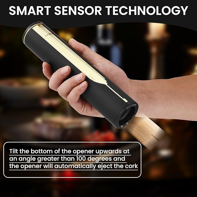 Electric Wine Bottle Opener with Charging Base & Built-in Foil Cutter – Rechargeable Intelligent Touch-Activated Automatic Corkscrew – Luxury Christmas Wine Gifts for Women, Men, Seniors