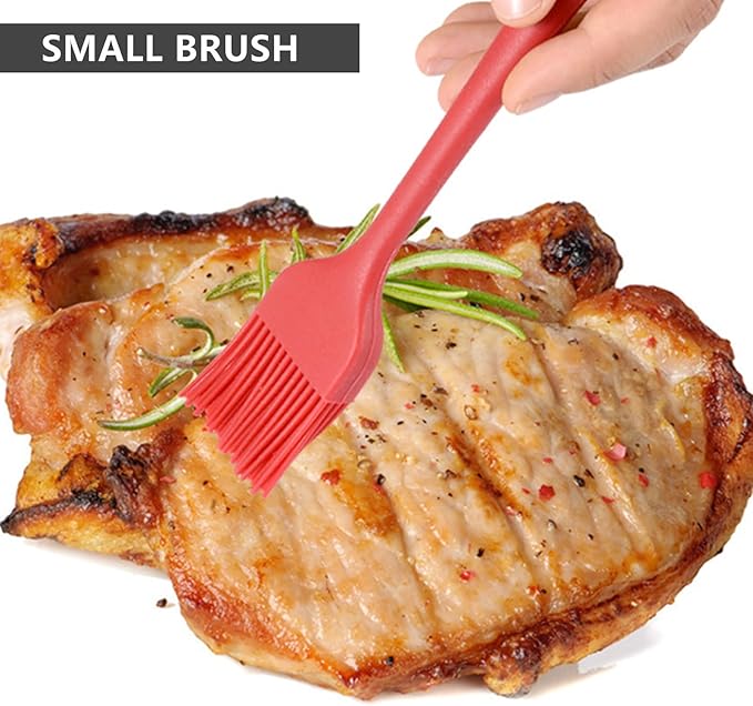 NileHome 4 Pack Silicone Spatula and Whisk Kitchen Utensils with Silicone Brush Heat Resistant BPA-free Rubber Spatula for Scraping, Baking, Cooking, Mixing- Red