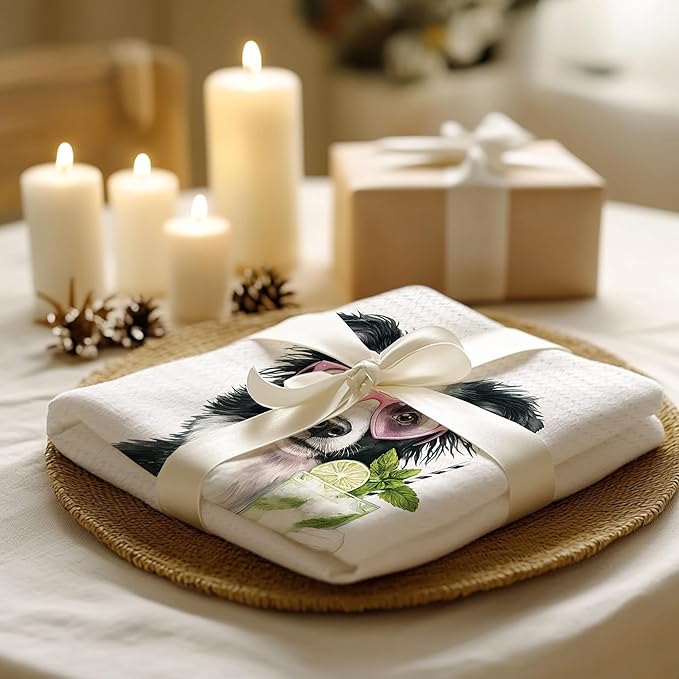 Cabana Bro Border Collie Gifts Kitchen Towels, Border Collie Gifts for Women Men Decorative Hand Towels for Bathroom, Funny Shepherd Dog Cocktail Drinking Dish Tea Towels for Kitchen, 16x24 Inch