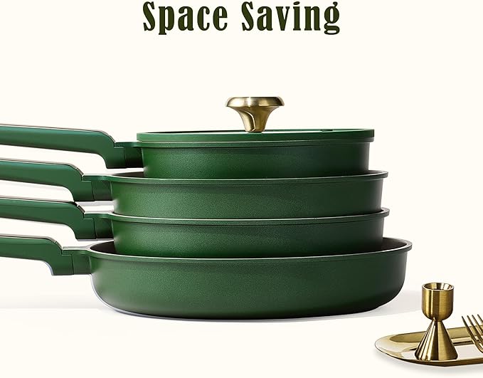 CAROTE Pots and Pan Set Non stick, Cookware Set, 18pcs NonStick Kitchen Set Induction Cookware Non-toxic Granite Cooking Set