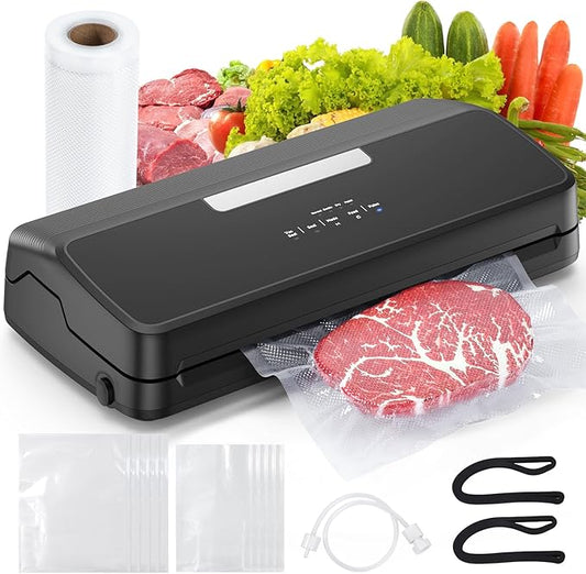 Vacuum Sealer Machine, 7-in-1 Vacuum Sealer for Food with Built-in Cutter and Bag Storage, Dry/Moist/Gentle Mode, Removable Drip tray, Complete Starter Kits