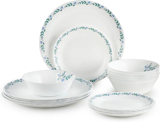 Cello Regal Dinnerware Set of 18 pieces, Service for 6, Chip & Scratch Resistant, Lightweight Round Plates and Bowls Set, Microwave & Dishwasher safe, Opalware Dinner Set, Morning Glory