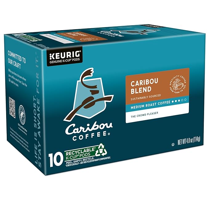 Caribou Coffee Caribou Blend Keurig Single-Serve K-Cup Pod, Medium Roast Coffee, 60 Count (6 Packs of 10)