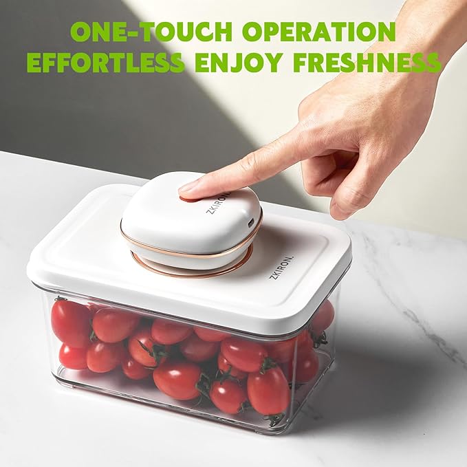 3 Vacuum Seal Containers Set with Sealer Machine - Airtight Food Storage Containers, Meal Prep Containers, BPA-Free & Leakproof, for Vegetable, Meat, Snack, Bread and More (white)